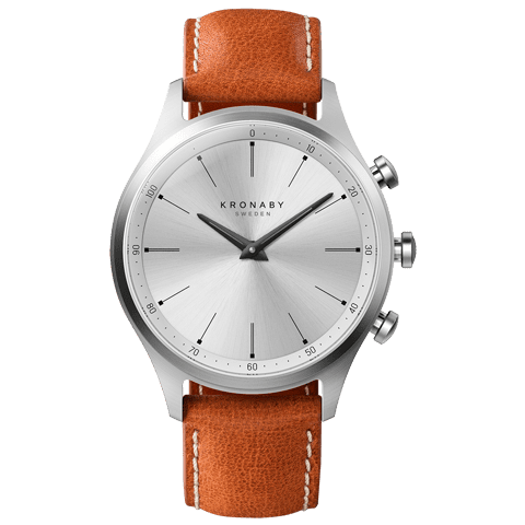 Kronaby Sekel S3125-1: 41MM White Dial, Brown Leather #280019 smartwatch watch